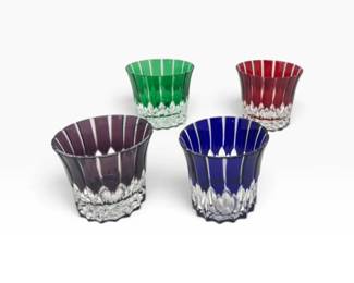 49 4AJKACastilleStyleColoredCutCrystalOldFashionedGlasses