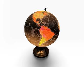 99 IlluminatedBlackWorldGlobewMetalMeridianBase