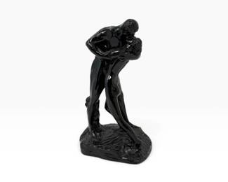 70 BlackFiguralEmbracingCoupleSculptureSolidPaintedPlaster