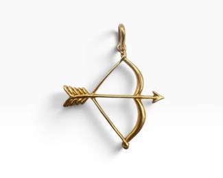 218 14KGoldBowArrowArcheryPendant19g
