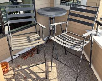 57 3PcMetalBarHeightPatioBistroSetRoundTable2Chairs