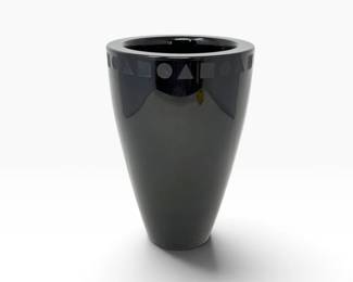 48 SasakiWardBennettHeavyBlackSengaiArtGlassVase