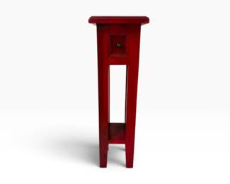 136 TallNarrowSolidWoodSideTablewDrawerShelf