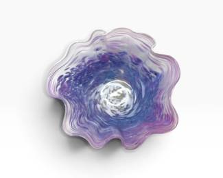 12 ArtistSignedChihulyStyleHandblownRuffledGlassBowl