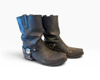 53 HarleyDavidsonGenuineLeatherBlackHarnessRidingBoots