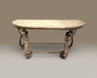 22 HalfMoonMarbleTopScrollMetalConsoleEntryTableHeavy
