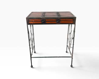 102 IronBambooSideTablewBranchLeafDesign