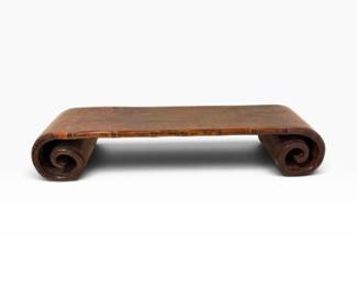 132 VintageAsianSolidWoodScrollStandSideTable
