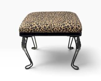 90 LeopardPrintPaddedFootstoolwBlackIronLegs