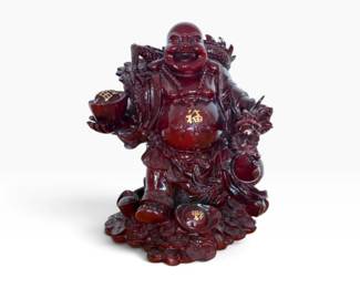 180 LargeChineseLaughingBuddhaResinStatuewDragonFortuneCoins