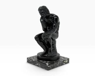 72 ASantiniTheThinkerClassicFigureSculptureonMarbleBase