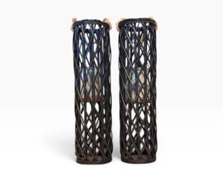 80 PairTallWovenVineLanternCandleHolderswGlassInserts