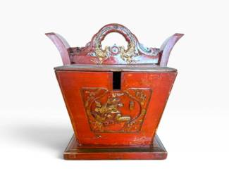 170 ChineseStyleCarvedWoodWeddingBoxTeaCaddywHandle