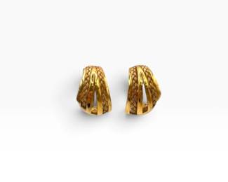 217 MarciItaly18KGoldTexturedClipOnEarrings114g