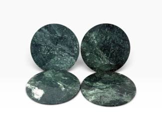 162 4PcGreenMarbleRoundTrivets