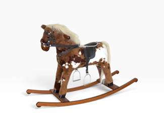 171 ChildsPlushRockingHorsewWoodRockersSaddleStirrups