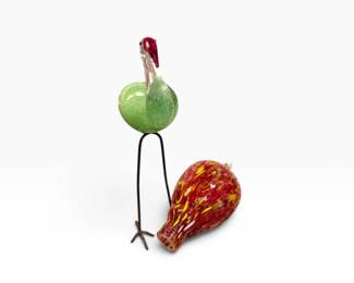 215 VintageMuranoStyleBlownGlassStorkYardArtWateringOrb