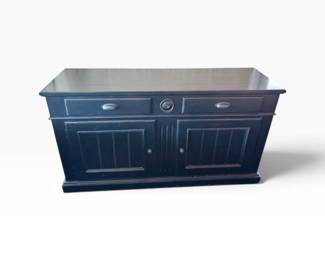 37 EthanAllenBlackDistressedWoodSideboardCabinetMadeinAmerica
