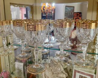 Gold Rimmed Murano Italy Stemware