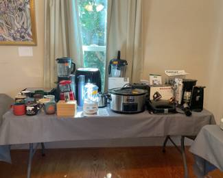 Small kitchen appliances crock pot, can opener, ice cream maker, blenders