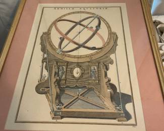 Technical illustration of an equatorial armillary sphere 