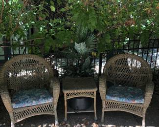 Resin wicker outdoor chairs and table