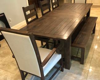 World Market Dining Table with bench and chairs
