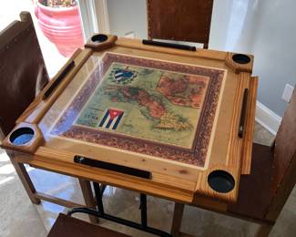 Custom Cuban Domino table with four leather chairs