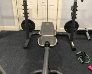 Gold's Gym bench with 140 lb total weights