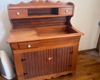 MID CENTURY MODERN WOOD DRY SINK 