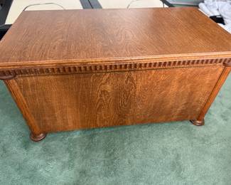 ANTIQUE OAK STORAGE CABINET WITH TRAY. VERY HEAVY