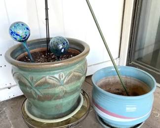 Flower Pots With Colorful Selfwatering Plant Glass bulbs And Cute Bird House