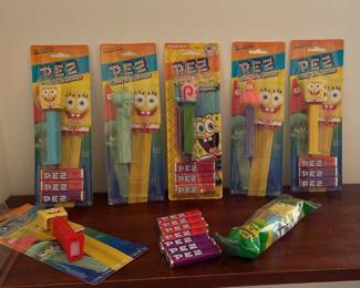Sponge Bob Square Pants Pez Lot w Patrick, Gary,  Squidward