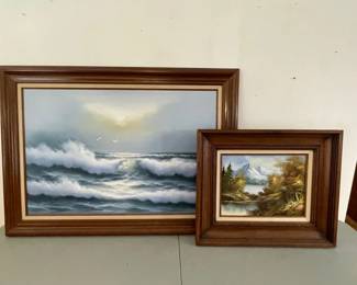Framed Ocean  Mountain Oil Paintings