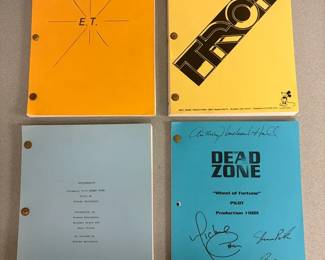 Movie Scripts ET, Tron, Poltergeist, Dead Zone autographed