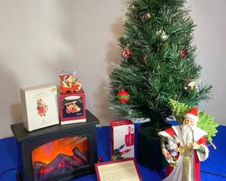 Mini Faux Fireplace, Mini Fiber Optic Tree, Old World Santa And More
