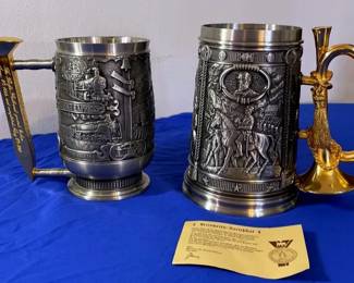 Vintage Pewter Commemorative Tankards