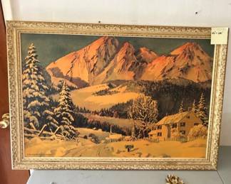 Golden Vintage Mountain Lithograph and More
