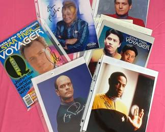 Star Trek Voyager Cert Signed John De Lancie, Tim Russ, Robert Picardo And More