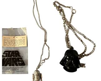 Vintage 1977 Star Wars R2D2  Darth Vader Pendant Necklaces