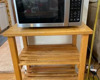 Sharp Microwave And Wood Rolling Rack