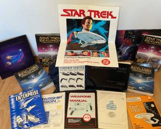 STAR TREK Lot of Books, Poster, Folders, Starship Designs,  Weapons Manual