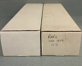 Box of Curated and Ostensibly Rare Star Trek Gaming Cards Plus Unmarked Mystery Box