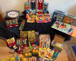 Huge Lot Classic Pez Memorabilia Lunch Boxes, Calendars, Wacky Wobblers  More