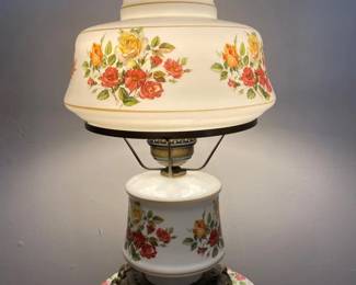 Vintage Floral Electric Hurricane Style Lamp