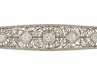 1920s Art Deco 14K Brooch with Diamonds