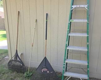 Yard tools and ladder