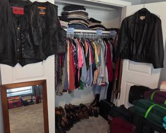 Men's Clothing (Shirts XL, most pants 36X30, leather vest (XL & L) Leather jacket XL