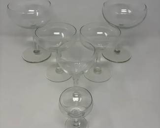 clear glass champagne coupe or sherbet glasses