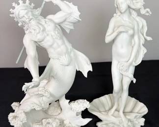 Veronese White Resin Statues Birth Of Venus Poseidon
